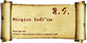 Mirgics Ivána névjegykártya